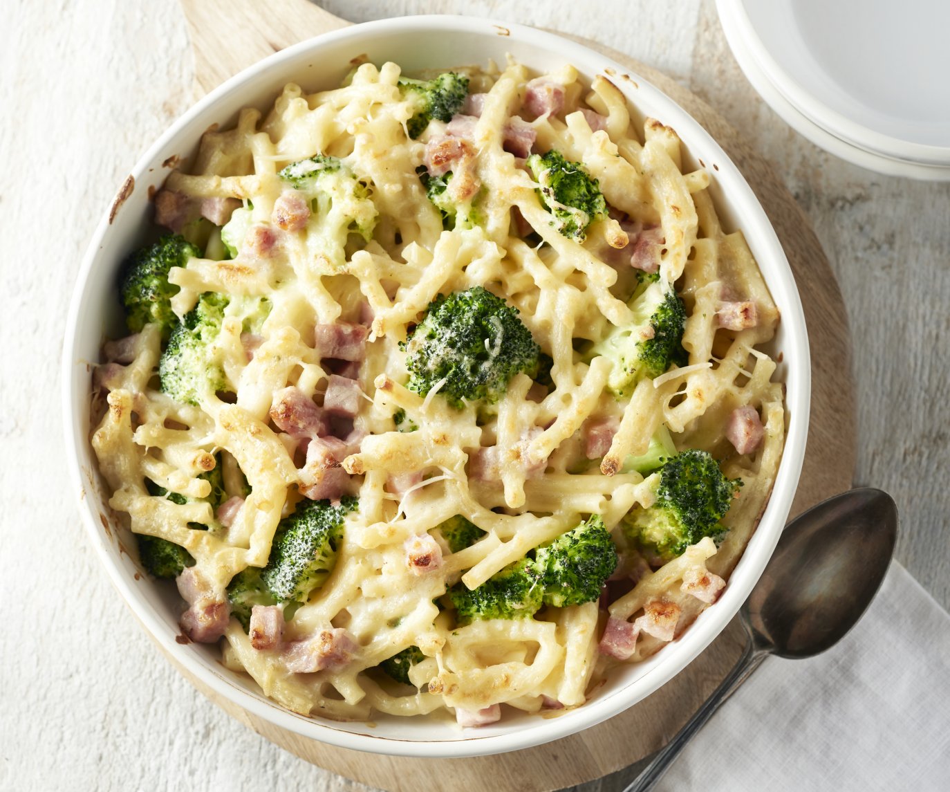 Macaroni met kaas, broccoli en ham