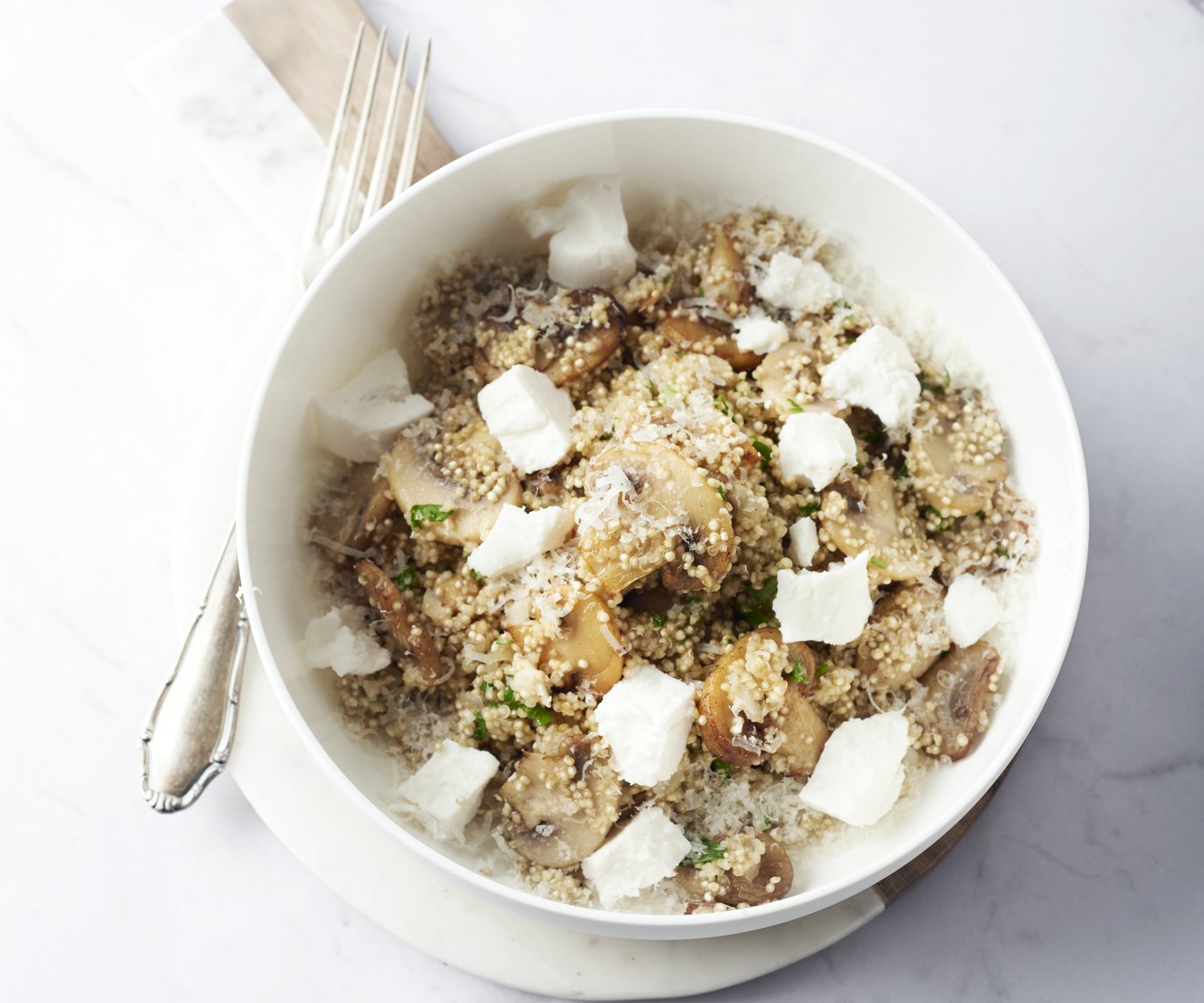 Risotto van quinoa met champignons en geitenkaas